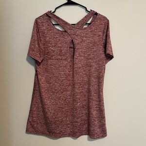 Women's Maroon Cross-Back Top Large Gym Walking Activewear - Excellent Condition
